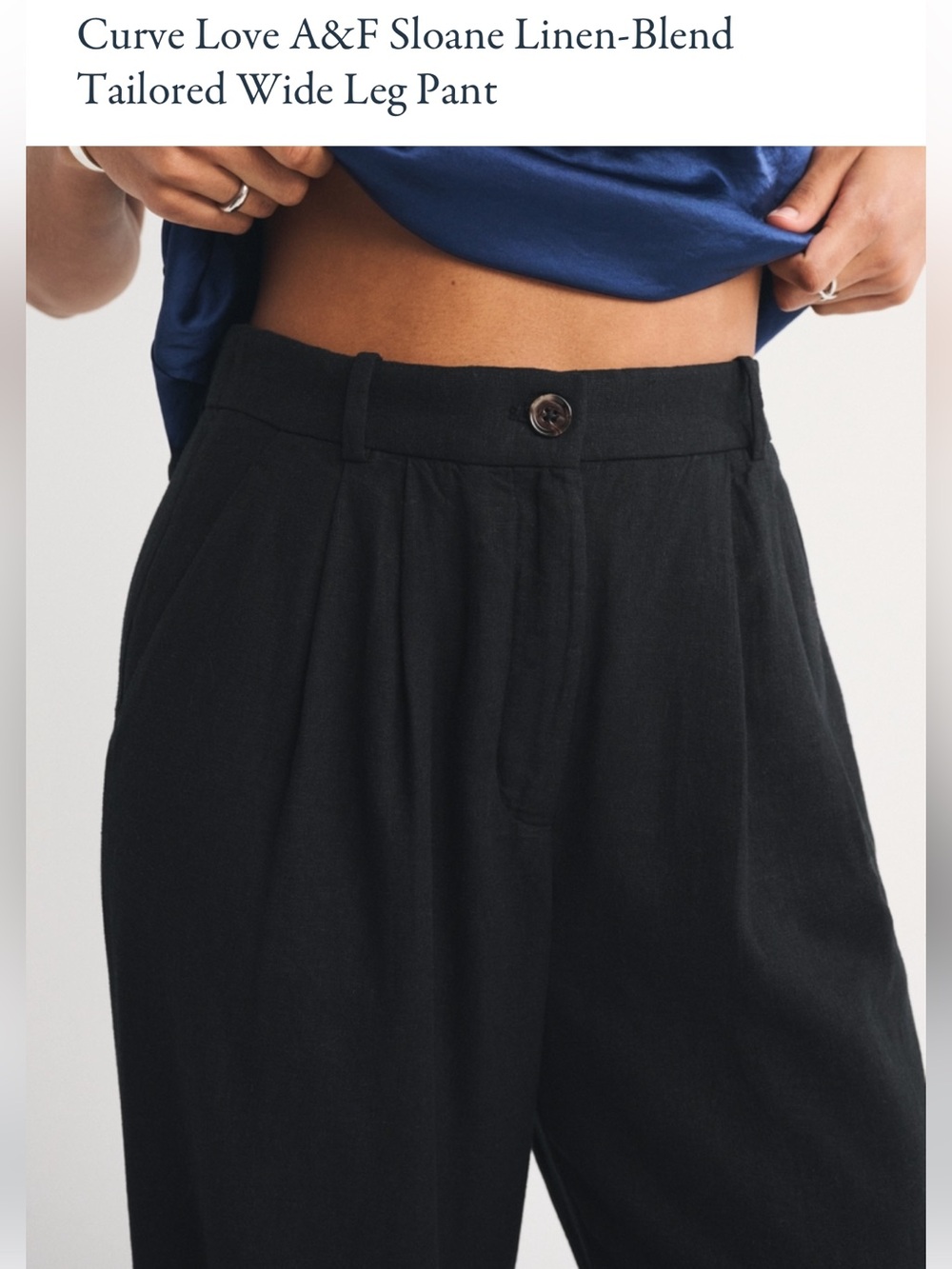 Abercrombie & Fitch Sloane Linen Blend Wide Leg Pants curve love 28 long